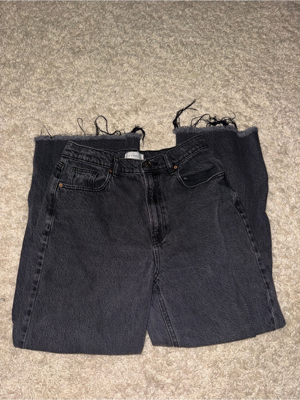 Pacsun Washed Black High-Rise Womens Jeans with Raw Hem